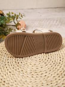 女童蝴蝶结装饰防撞 PU 软底防滑舒适钩环设计婴儿凉鞋，适合夏季、日常、派对、节日和婚礼