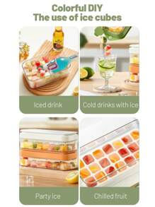 1pc Mold, Silicone Push-Type Ice Tray Ice Cubes, Home Ice Storage And Ice Box Artifact, Homemade With Lid, For Outdoor, Camping