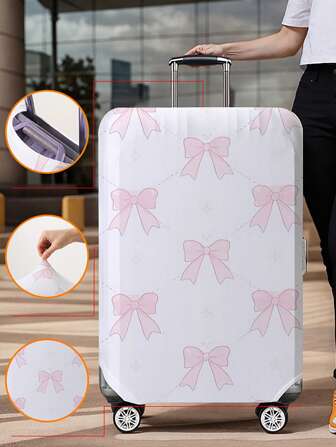 Bowknot Letter Pattern Luggage Compartment Lid 18-32 Inch Flexible Luggage Compartment Lid, Suitable For 18-32 Inch Luggage Compartment Lid Anti Scratch Protector Luggage Compartment Protector Luggage Compartment Lid Protective Cover Dust Cover Suitcase Dust Cover Travel Accessories Back To School ,School Supplies,Shop Back To School ,Classroom,Shell Bag For School School Accessories School Stuff