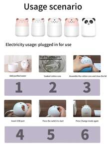 1 pièce Humidificateur d'air USB Veilleuse pour la maison, le dortoir, cadeau mignon pour étudiant, mini vaporisateur de bureau de bureau portable pour voiture, humidificateur compact de 250 ml