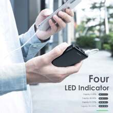 10000mAh 便携式充电器移动电源，超紧凑型外置电池组，USB C 输入和双 USB 输出备用充电器兼容 iPhone15 的 3 输出便携式手机充电器，14-13 12 11 迷你最大 XsXR6-78+11 最大值，Android 手机等。适用于 Apple iPhone、iPad、Android 手机，适合家人、朋友、生日、冬季、情人节、复活节的礼物，适合户外玩耍、购物、旅行、便携式电源安全稳定 - 黑色 - 查看 4