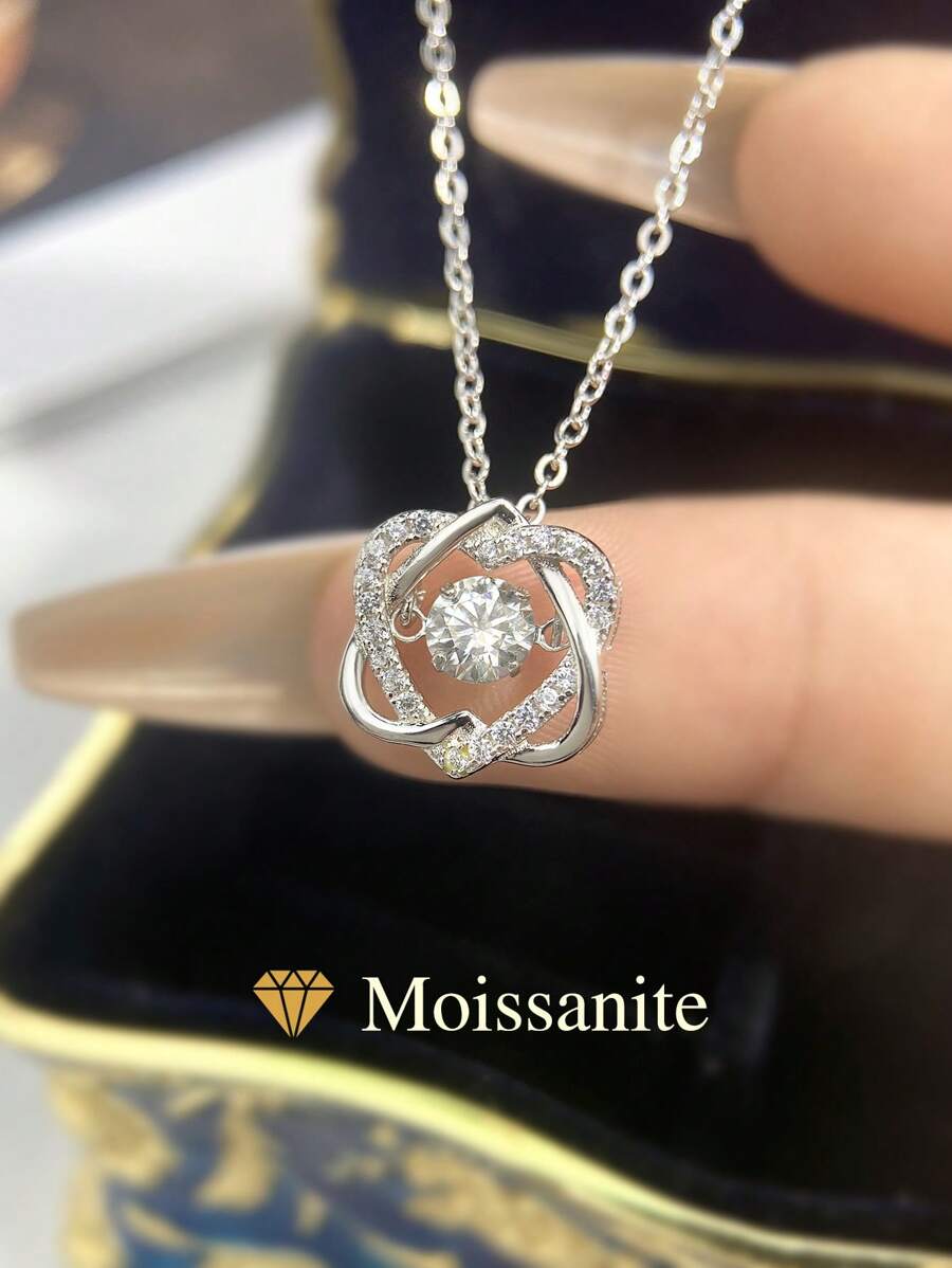 1 件六角星项链 0.5 克拉莫桑石钻石项链 S925 纯银婚礼项链订婚项链奢华珠宝礼物女孩女士周年纪念 - 銀色 - 查看 1