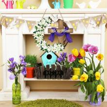 Auferstehungs-Osterdekoration, Holzkränze für Eingangstür, Kreuzzeichenschilder für Türen und Wände, christliche Jesus-Lilien-Blumen-Ornamente als Hängekünste für Frühlingsdekoration für Zuhause, Bauernhofparty und Veranda