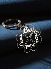 1 móc khóa hình cỏ ba lá bằng thép không gỉ được cá nhân hóa với 1-4 tên, móc khóa gia đình hình trái tim nhiều tên, phụ kiện mặt dây chuyền may mắn cho tên thành viên gia đình hoặc bạn bè tùy chỉnh - Nhiều màu - Xem 3