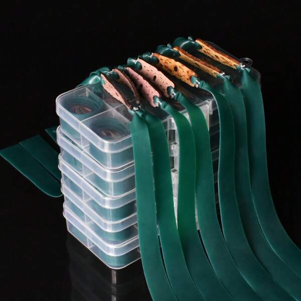 10 حلقات مطاطية لمقذوف الخرطوش الترفيهي لاستخدام خارج المنزل + صندوق تخزين للحلقات المطاطية مسبق التركيب