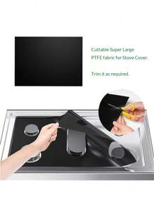 1pc Extra Large Heat Resistant PTFE Mat For Multiple Uses, Easy To Clean PTFE Barbecue Grill Mat, Oven Bottom Liner, Baking Cooking Sheet For Kitchen Use, DIY Style Free To Cut Gas Stove Top Protectors (Trimming Required) - 3 Sizes To Choose