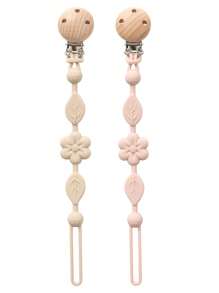 2pcs Baby Silicone Pacifier Clip Holder With One Piece Design,Soft Flexible Paci Binky Clips