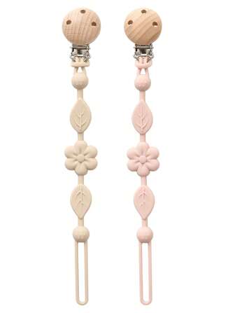 2pcs Baby Silicone Pacifier Clip Holder With One Piece Design,Soft Flexible Paci Binky Clips