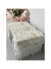 Microwave Oven Cover Towel Oil-Proof Universal Fashionable Breathable Lace Embroidery Non-Slip Dust Cover Lace Random 1 Piece