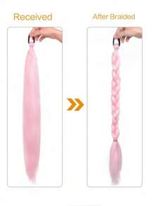 Extensiones de cabello trenzables de 26 pulgadas para niños, 1 pieza y 2 piezas, extensiones de cola de caballo trenzables DIY, cabello sintético esponjoso resistente al calor de color rosa para niñas, accesorios de disfraz para Halloween y fiestas.