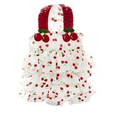 Dog Dresses For Small Dogs Girl Summer Puppy Clothes Outfit Apparel Female Cute Cat Skirt Cherry Print Ruffles Pet Dress