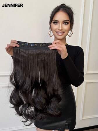 20" 1-Pack 3/4 Full Head Curly Wave Clips In On Synthetic Hair Extensions Hair Pieces For Women 5 Clips