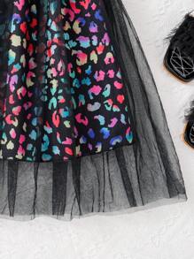 2 buc/Set ținute casual de vară în aer liber pentru fete, tricou cu mânecă scurtă cu model fluture colorat și fustă din plasă cu lungime medie, respirabil și confortabil pentru adolescenți, potrivit pentru zilnic, călătorii, vacanțe