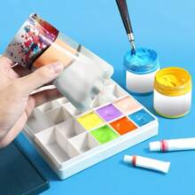 1pc 24/36/48 Compartment Soft Cover Paint Palette Box With Spray Bottle, Portable Watercolor/Gouache Palette With Moisturizing Sealed Lid