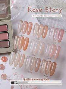 9-Colors Rose Story Series Patting Glue Smudge Canned High Saturation Popular Semi-Solid Nail Polish Glue Nail Salon For Christmas Diy