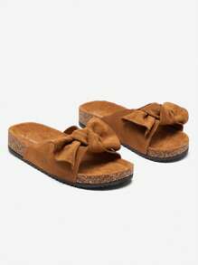 Women's -Suede Slippers With A Bow In Blue Dofro- Footwear