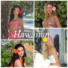 5pcs/Set Tropical Flower Design Hair Clips, Suitable For Pool, Summer Beach Party, Cocktail Party, Wedding