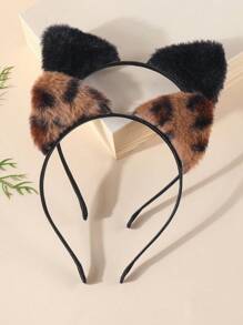 1/2/3/4 peças tiara feminina fofa e peluda com orelhas de gato e chita, faixa de cabelo curta de pelúcia da moda, faixas de cabelo felpudas com orelhas de leopardo pretas e brancas, acessórios para cosplay, presentes de festa e uso diário