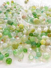 beadia 30-90克/包，3-12毫米混合绿色玻璃珠，适合DIY珠宝制作、项链和手链工艺品，女士手工材料 - 綠色 - 查看 3