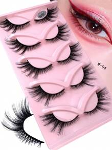 5 pares de pestañas postizas de ojo de gato - regalo navideño, ligeras, finas, con aspecto natural dramático, pestañas postizas en tiras rizadas con apariencia de mink, fáciles de usar para un maquillaje sexy