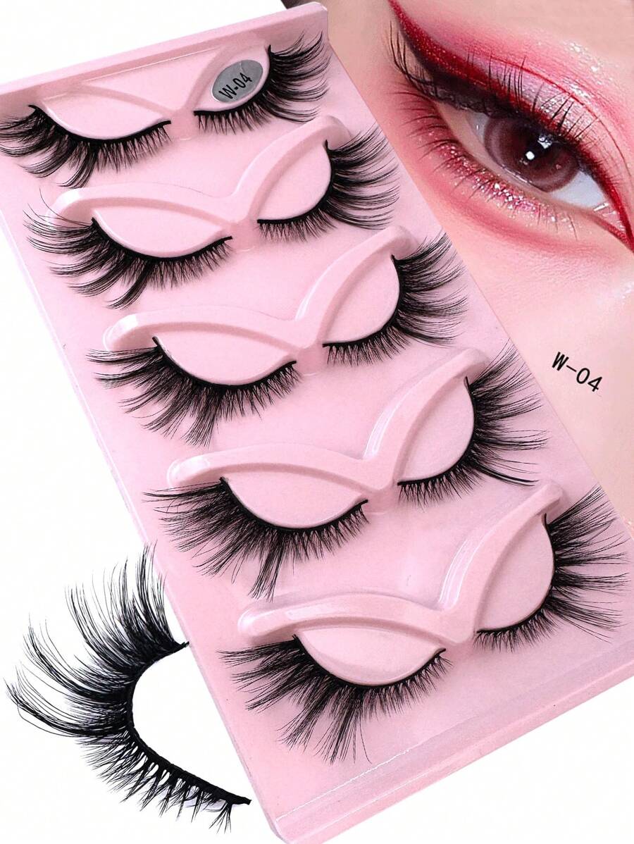 5 pares de pestañas postizas de ojo de gato - regalo navideño, ligeras, finas, con aspecto natural dramático, pestañas postizas en tiras rizadas con apariencia de mink, fáciles de usar para un maquillaje sexy