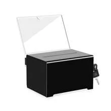 Black Acrylic Donation Box With Lock Sign Holder Comments Box For Business Cards Donations Voting Fundraising - Black - View 7