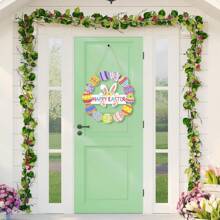 Osterdekoration Türkranz für Eingangstür, Wandschilder, Hasendekoration für den Frühling, Cut Out Hasenzeichen, Blume Ei Willkommen Hängen für Heim Wanddekoration, Party, drinnen und Outdoor, fröhliche Ostern