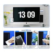 1 pieza Tablero de notas acrílico para monitor, accesorios de escritorio y organizadores de espacio de trabajo, tablero de notas multifuncional para monitor de computadora - Panel lateral transparente para computadora, panel lateral de monitor creativo con soporte para teléfono, adecuado para oficina, hogar, escritorio, regreso a clases