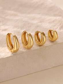 Brincos minimalistas de aço inoxidável de vários tamanhos, banhados a ouro 18K, à prova d'água, antidesbotamento, brinco de argola redondo, joias estéticas douradas para casamento, festas, férias, acessórios para uso diário, presente de Natal requintado