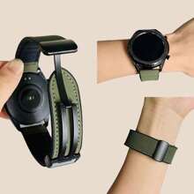 20mm/22mm Magnetic Leather Silicone Watch Strap Compatible With Huawei Garmin Galaxy Watch7/ 6/5/4/Active 2 40mm 44mm/Watch 6 Classic 43mm 47mm/Watch 5 Pro 45mm/Watch 4 Classic 42mm 46mm/Watch 3 41mm Strap, 20mm/22mm Universal Watch Strap For Men And Women - 20mm - View 6