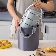 1pc Twill Cylinder Bento Bag - Ice Pack Multifunctional Outdoor Picnic Bag, Waterproof Bag Lunch Box Bag - Insulated, Hand Wash - For Students & Adults - Suitable For School, Work & Picnics - Great Gift For Back To School