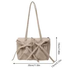 New Korean Bow Nylon Shoulder Bag Fashionable And Sweet Design Tote Bag Folded Large Capacity Commuter Women's Handbag