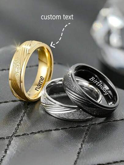 1 Pc Custom Matte Cut Twill Stainless Steel For Women Men Personalized Jewelry Birthday Party Valentine's Day Jewellery Gift Name Engrave