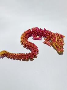3D Printed Vivid Rose Dragon Sculpture - Flexible Joints, Multi-Colored, Suitable For Home And Office Decor, Great For Bookshelf, Living Room, Desk, Dragon Decoration