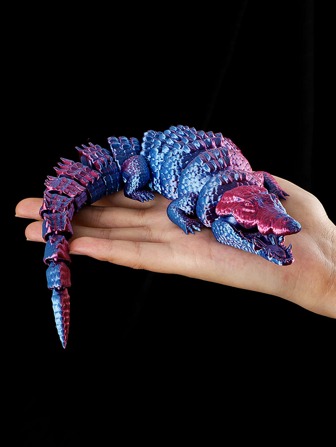 Cocodrilo con esqueleto integrado 3D impreso con articulaciones completamente móviles y moldeables, almacenado localmente. Serie creativa de adornos de acuario, juguetes, decoración del hogar, accesorios de escritorio