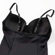 Built In Bra Women Slimming Tummy Control Shapewear Dress Slip Dress Under Dresses Body Shaper Compression Bodycon Shaping Full Slips Skirt Underdress Underwear Tube Stretch Mini Dress Shelf Bra Spaghetti Strap - Black - View 10