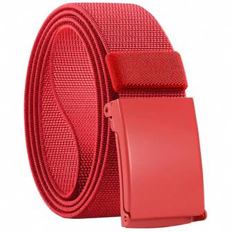 YOORAN 1PC Men Belt,Work Belts For Men,Holeless Adjustable Golf Casual Dress Belts For Men, Web Canvas Cloth Fabric Belt Summer, School