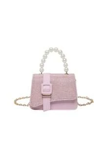 1 款迷你珍珠手提包 PU 材质时尚、实用、简约。适合女孩在聚会、购物和旅行时使用。高品质外观，与衣服、拉链相配，可作为节日或生日礼物赠送给家人和朋友。