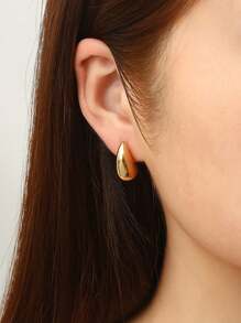 Titanium Steel 18K Gold Plated Stainless Steel Teardrop Earrings, New Stylish Network Celebrity Earrings, Cross-Border Popular Items