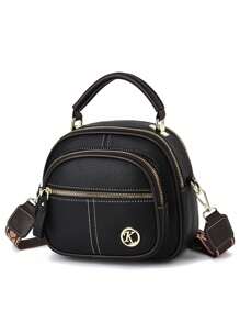 Bolsa de Ombro e Transversal de Grande Capacidade com Formato de Maçã em Couro Macio de Alta Qualidade, Bolsa de Mão de Moda Feminina