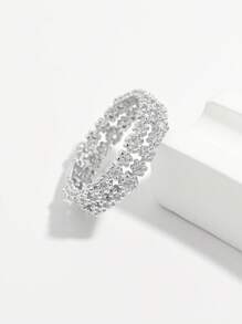 Vaerine A Gorgeous, Elegant, Fashionable, Exquisite, Romantic, Shining 925 Silver Artificial Zirconia Starry Sky Design Double-Layer Design Ring For Women Dating Party Gathering Wedding Show Charm Valentine's Day Gift