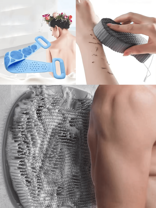 1/3pcs Silicone Bath Mat, Exfoliating Back Scrubber, Non-Slip Shower Foot Mat Massage Pad With Suction Cups + Silicone Body Wash Exfoliating Loofah Bath Brush For Shower, Bathroom Accessories