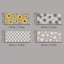 4 Packs Daisy & Heart 3D Crystal Transfer Paper, UV DTF Self-Adhesive Waterproof Scratch-Resistant Decals For Tumblers & Bottles, High-Quality Plastic Wraps