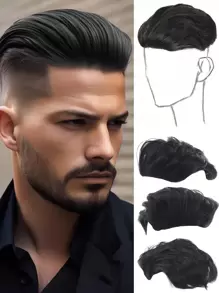 1pc Men's Synthetic Wig Fashion Men's Wig Natural Swept-Back Hairstyle Lightweight Men's Synthetic Wig For Short Straight Hair With Bangs