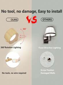 LED 壁灯，壁挂灯，带可充电电池供电 USB 端口，3/1 种色温和 2/3 种亮度等级，360° 旋转磁球，无绳床头阅读灯 - 均碼 - 查看 5