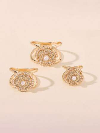 1 件花卉印花锌合金围巾夹，复古简约优雅小花卉胸针配水钻和珍珠，时尚围巾披肩夹克配饰