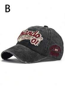 1pc Unisex Washed Vintage Orlando Letter Embroidery Fashion Baseball Cap - A - View 8