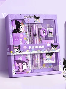 Sanrio Set de caja de regalo con personaje de dibujos animados de Sanrio Hello Kitty y Kuromi, incluye lápiz, cuaderno, sacapuntas, estuche de lápices, regla y borrador, , regalos de vuelta a la escuela