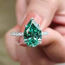 1 pieza Anillo elegante decorado con zirconia en forma de lágrima, regalo decorativo para boda/fiesta apropiado para mujeres