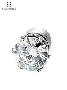 Femme Finess Juego de pendientes magnéticos de acero inoxidable para hombres y mujeres, estilo AB, de doble cara, sin perforación, con combinación de pendientes de pareja, circonita cúbica hipoalergénica de 5-8 mm